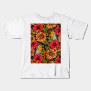 Robins in the autumn garden Kids T-Shirt